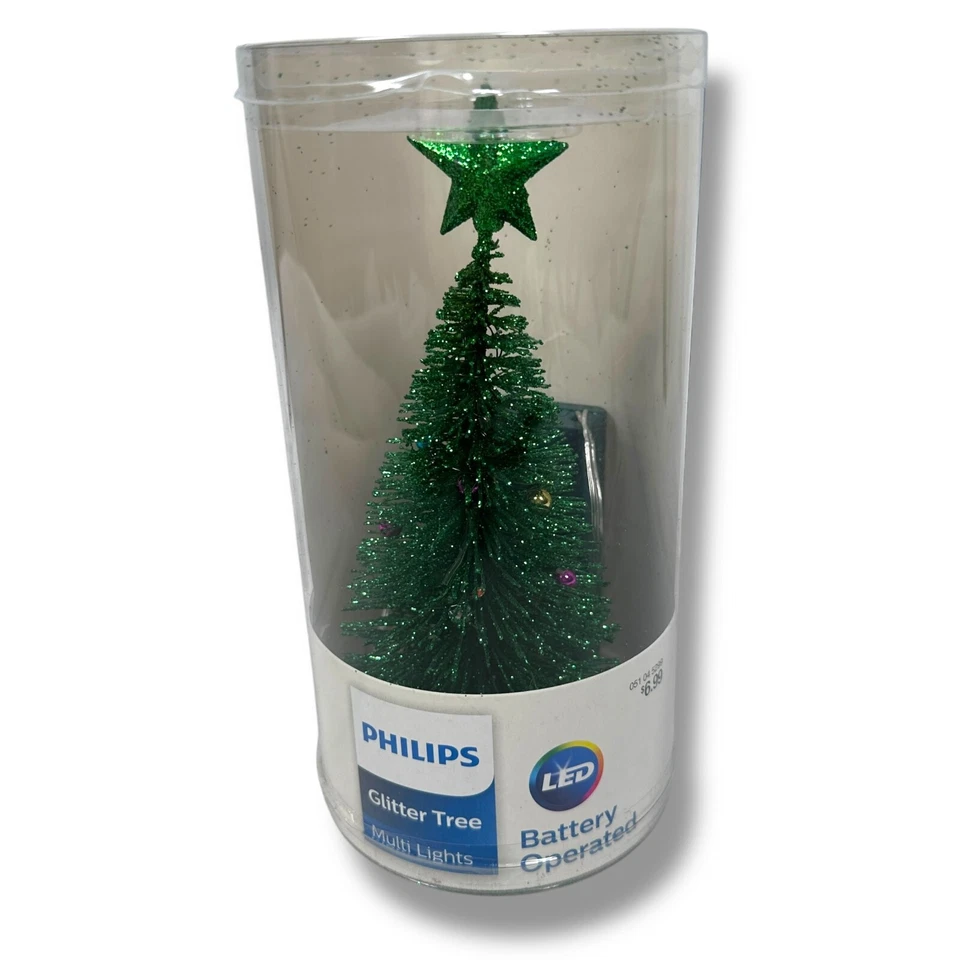 Philips LED Glitter Tree Multi Lights Battery Operated Christmas Village New - Image 1 of 4