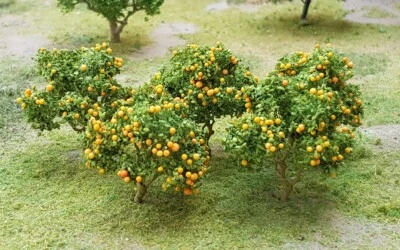 MP SCENERY 6 Orange Trees N Gauge Fruit Trees Railroad & Farm Layout Handmade - Image 1 of 4