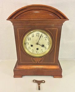 Antique Junghans Clock w/ Inlaid Wood Case B07 Mvmt Running, Striking, & Chiming - Picture 1 of 12