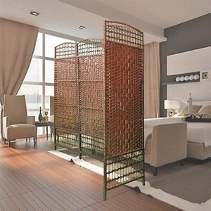 Oriental Furniture 6-Feet Tall Fiber Weave Room Divider Separator Privacy Screen - Picture 1 of 8