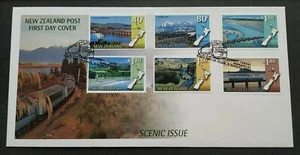 1997 New Zealand Nature mountain Lake Scenic Trains Railway Bridge 6v Stamp FDC - Picture 1 of 2