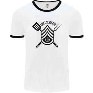BBQ Grill Sergeant Chef Cook Food Funny Mens Ringer T-Shirt - Picture 1 of 36