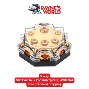 5 Way Distribution Block 0-4 AWG In, 2-10 AWG Out Car Audio Amp Power or Ground - Picture 1 of 5
