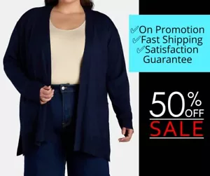 Terra & Sky Women's 1X 16W-18W Fine Gauge Cardigan, Lightweigh Dark Navy NEW - Picture 1 of 7