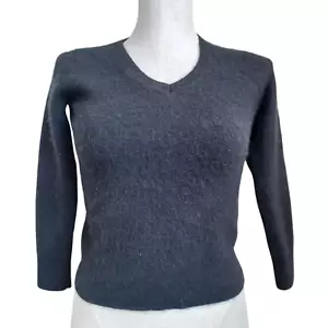 Quitte schwarz Kaschmir Pullover Cropped Langarm V-Ausschnitt Damen X Small - Bild 1 von 13