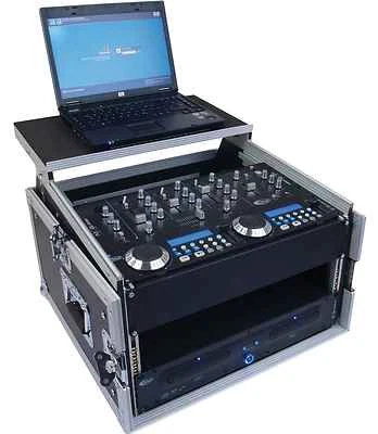 Laptop combi case 6 / 8 U notebook angle rack L-rack with laptop stand DJ rack - Image 1 of 4