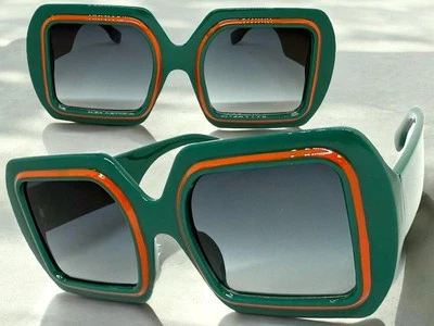 GAFAS DE SOL de gran tamaño exageradas vintage estilo retro grandes cuadradas marco verde Foto 1 de 4
