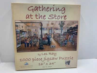NUEVO Rompecabezas Gathering At The Store 1000 piezas 16”x34” de Les Ray Foto 1 de 2