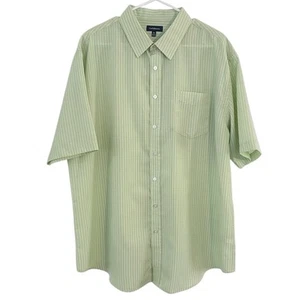 Croft & Barrow Shirt Mens XL Green Striped Short Sleeve Button Down Casual Dress - Picture 1 of 7