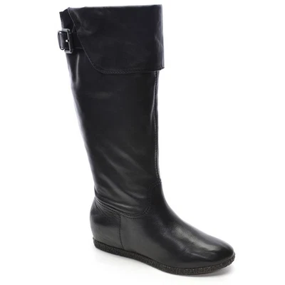 Damas Geox Donna Mendi Botas Plegables Sobre la Rodilla 38/7.5 Cuero Negro Zapatos Planos Foto 1 de 4