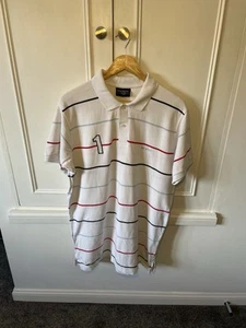 Hackett Polo Shirt #1 White Short Sleeve Mens XL Striped Rugby Pit 23” Length 32 - Picture 1 of 12