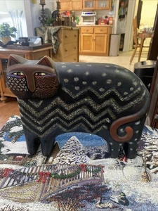 Vintage 1999 Laurel Burch Katze braun Chevron Figur Statue - Bild 1 von 12