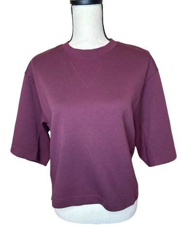 Maglione donna crop top The North Face viola prugna taglia small manica 3/4 nuovo senza etichette
