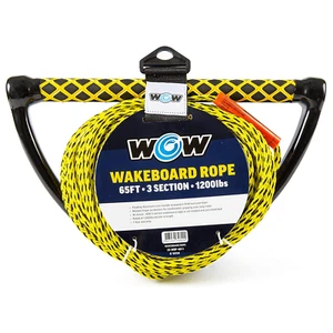 WOW Watersports 65ft 3-Section Wakeboard Rope w EVA Core Handle for Flexibility - Picture 1 of 7
