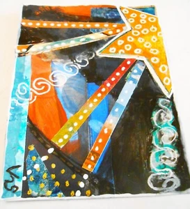 ACEO Original OOAK Blau Rot Weiß Schwarz Gelb Abstrakt Geometrisch - Bild 1 von 6