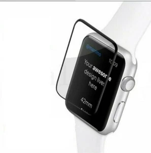 SCREEN PROTECTOR SCRATCH RESISTANCE WITH BLACK FRAME FOR APPLE WATCH ALL SERIES - Picture 1 of 2