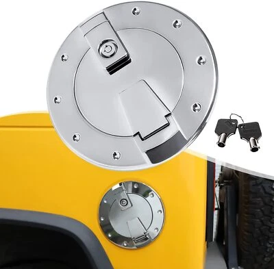 Silver Barrel Lock Billet Aluminum Locking Fuel Filler Door for Hummer H2 03-09 - Image 1 of 4