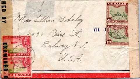1943 Curacao - Censor Cover - F38358 Cover
