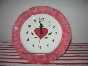 Reloj de Pared Rosa Esponja 10" Plato con Corazón de San Valentín por Snyder ~ Funciona - Imagen 1 de 7