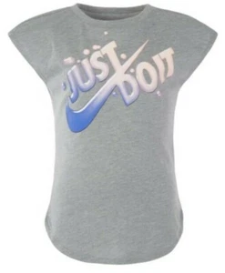Nike Little Girls Size  4 or 6X  Athletic T-Shirt  NWT  Just Do It  Gray - Picture 1 of 4