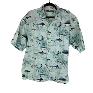 Reel Legends Performance Clothing Button Up Fishing Shirt Cotton Fish Map XL - Picture 1 of 8