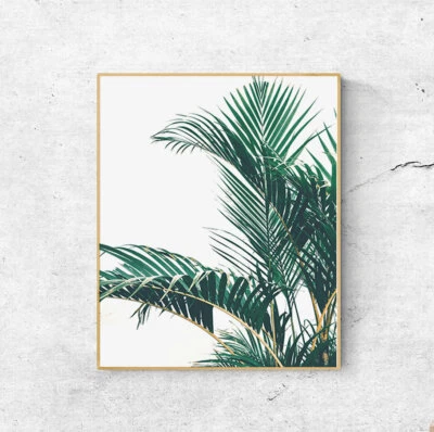 Palm Tree Leaves Tropical Plant Wall Art Print. Great Strong Contrast Theme - Image 1 of 4