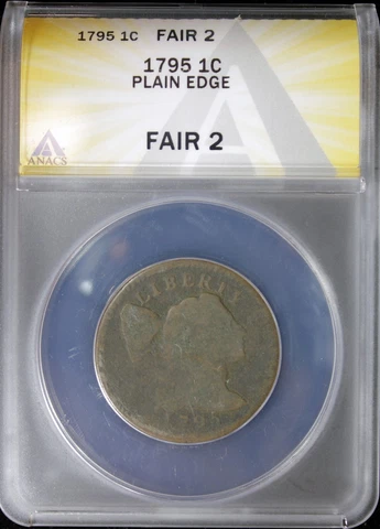 1795 Large Cent Plain Edge - ANACS F2 (2330145) Cover