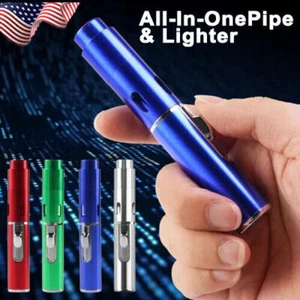 2-in-1 Windproof Click Butane Refillable Torch Lighter Click Tobacco Pipe USA - Picture 1 of 21