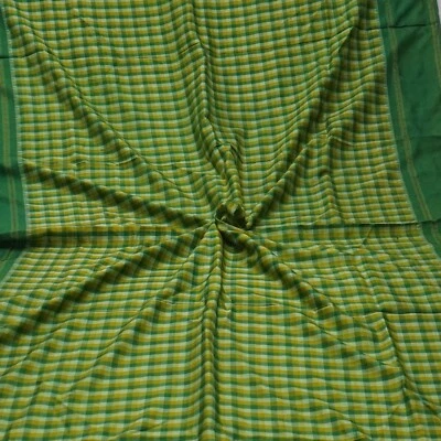 Vintage Green 100% Pure Silk Handwoven Sari Remnant 5YD Craft Fabric Silk Scrap - Image 1 of 4