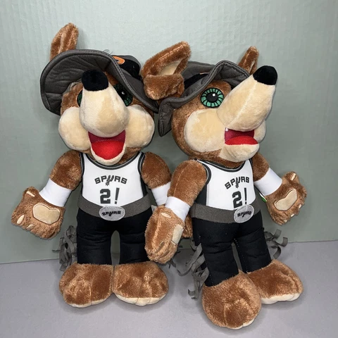 San Antonio Spurs Coyote Mascot 2! Plush Doll  14” White #2 Jersey Gray Hat EUC Cover