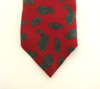 Andhurst Men's Necktie Tie 100 Percent Silk Red Paisley Vintage 60" x 3.5" - Image 1 of 4