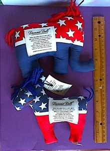 Dammit Dolls Vote Dammit! Republican Democrat Elephant Donkey Plush Animals 2016 - Picture 1 of 6