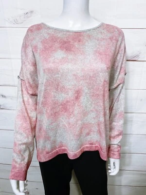 Lucky Brand Womens Sweatshirt Sz M Gray & Pink Stretch Long Sleeve Pullover Top - Image 1 of 4