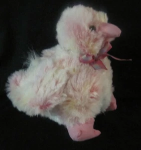Nuevo sin etiquetas chirridos de animales de peluche rosa y amarillo pollito primavera de Pascua 7" de alto - Imagen 1 de 2