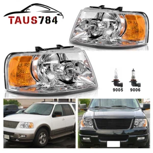 Poruace Headlights For 2003 2004 2005 2006 Ford Expedition Chrome Housing w/Blub - Picture 1 of 11