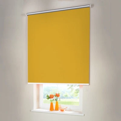 Verdunkelungsrollo Thermo Mittelzug Springrollo Rollo - Höhe 150 cm gelb - Bild 1 von 3