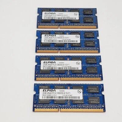 MATCHING Lot Of 4 + 2 FREE - Elpida 2GB 2Rx8 PC3-10600S-9-10-F1 EBJ21UR8FU0-DJ-F - Image 1 of 4