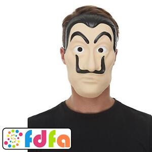 Smiffys Surreal Artist Bank Robber Dali Mask Adults Mens Fancy Dress