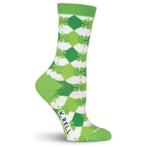 K.Bell Women's Shamrock Argyle Crew Socks-St.Patrick's Day in style-ships free! - Bild 1 von 5