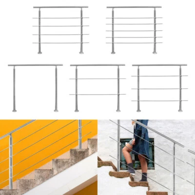 Edelstahl Geländer Treppengeländer Treppe Bausatz mit Querstab Handlauf Brüstung - Bild 1 von 4