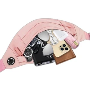 Gürteltasche rosa 4 Reißverschlusstaschen Bauchtasche Hüfttasche Crossbody Reise Laufen OC4 - Bild 1 von 6