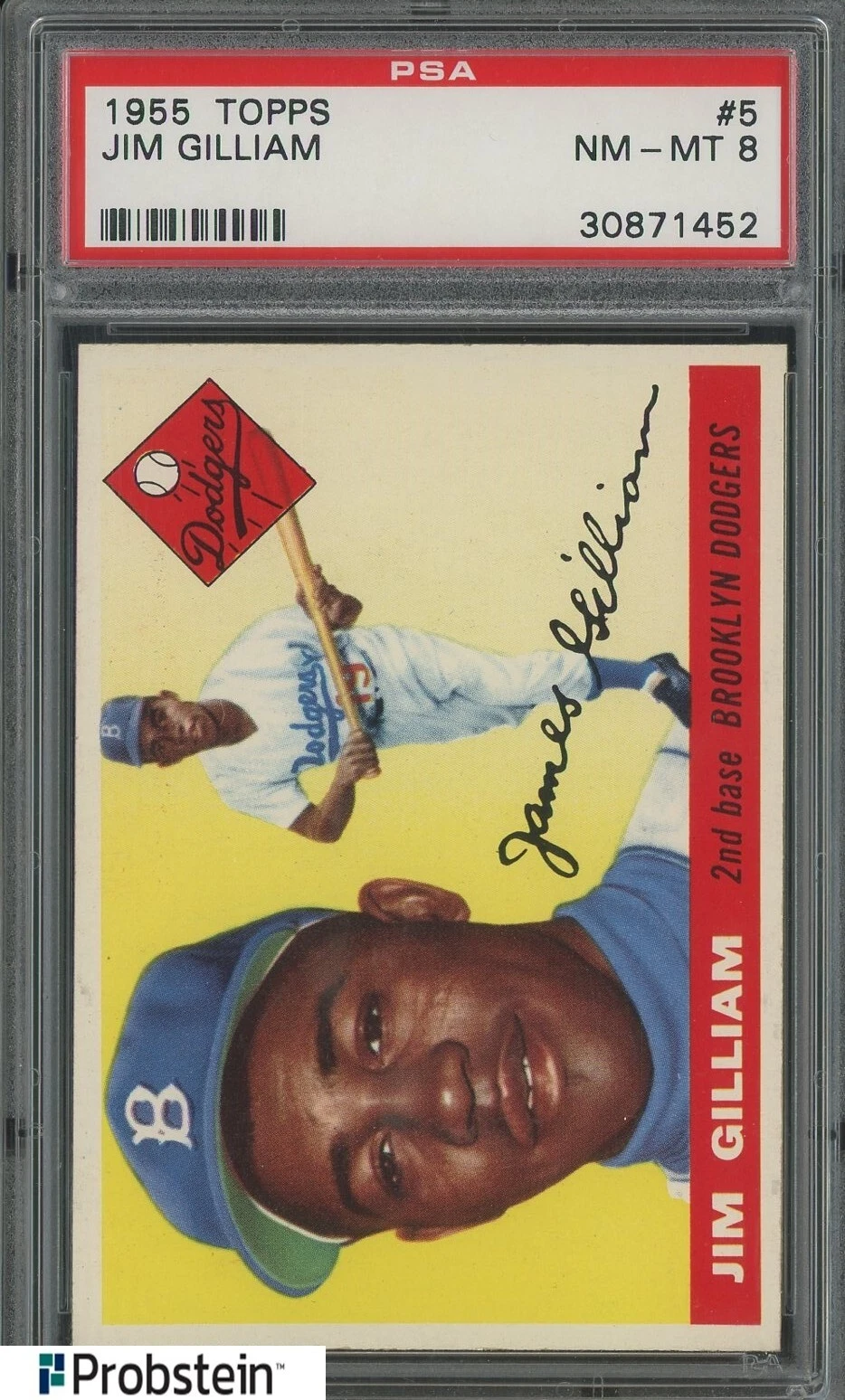 1955 Topps #5 Jim Gilliam Brooklyn Dodgers PSA 8 NM-MT