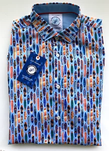 A fish named Fred Hemd hellblau, türkis Surfbrettmuster Gr. XXL neu - Bild 1 von 3