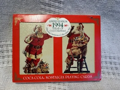 Vtg. Coca-Cola Santa Claus 1994 Sealed 2 Deck Tin Playing Cards Limited Red * - Image 1 of 4
