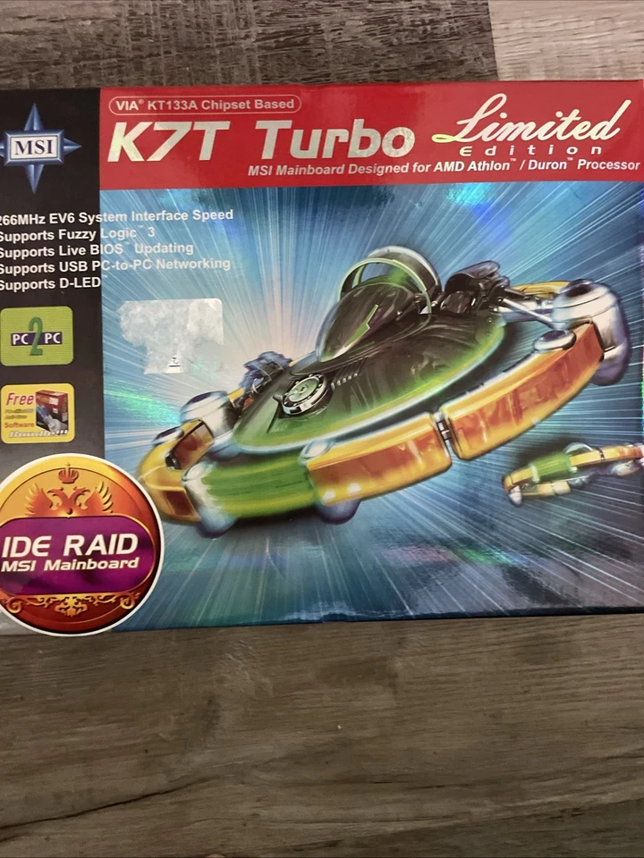 Материнская плата MSI K7T Turbo - гнездо A - 1 AGP, 6 PCI, 1 PCIe - новая в коробке - Изображение 1 из 1