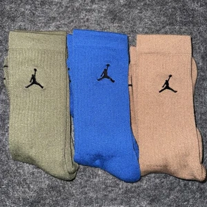 Nike Air Jordan Dri-Fit Flight Crew Socks Carolina Mens Large Sz 8-12 3 Pairs Mu - Picture 1 of 3