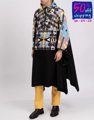 RRP €835 MARCELO BURLON COUNTY OF MILAN Navaho Graphic Poncho Size XL Packable - Image 1 of 4