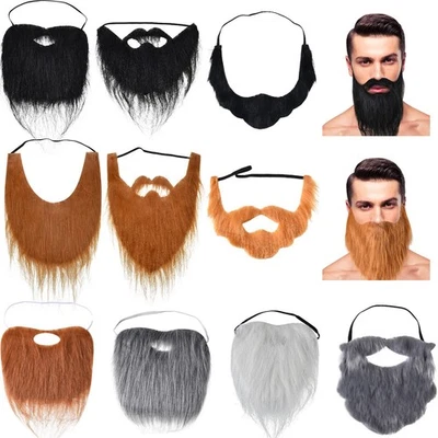10 Piezas Disfraz de Barba Falsa Viejo Bigote Disfraz para Jesús Barba Halloween Fu Foto 1 de 4