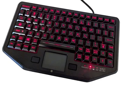 Teclado retroiluminado rojo móvil resistente iKey con panel táctil integrado - IK-TR-911-ROJO Foto 1 de 4