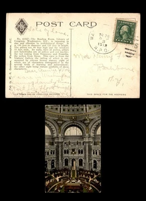 Mayfairstamps US 1912 RPO to Rathborne NY Library Congress Interior Postcard aau - Image 1 of 2
